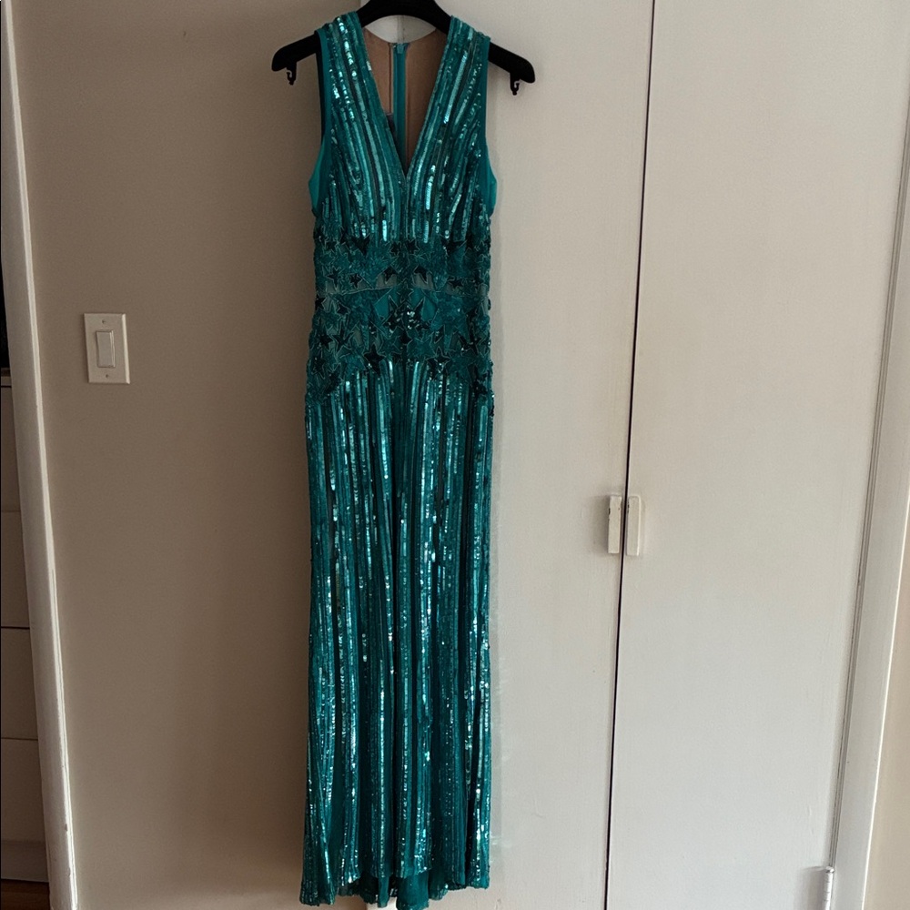 💗💗💗💗Elie Saab Turquoise Sequin Maxi Dress💗💗💗💗 - Picture 2 of 8